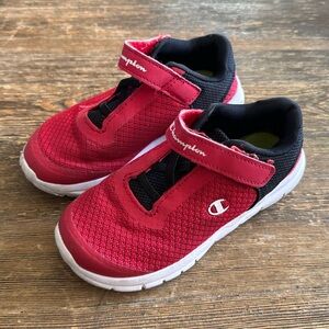 Red champion sneakers, size 11